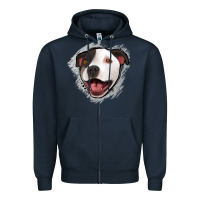 Navy pittbull gray glitter Zipper Hoodie - Jasminsmagicworld