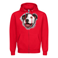 Red pittbull gray glitter Zipper Hoodie - Jasminsmagicworld