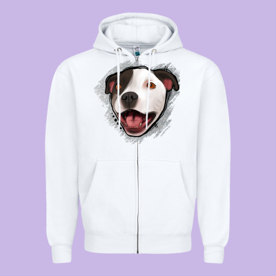 Pittbull Gray Glitter Zipper Hoodie Designed By Jasminsmagicworld