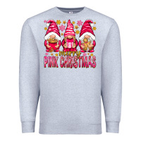Heather Grey Merry pink Christmas gnomes Premium Sweatshirt - NancyCooperArtShop