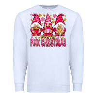 White Merry pink Christmas gnomes Premium Sweatshirt - NancyCooperArtShop