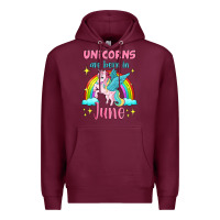 Burgundy unicorns are born in june Premium Hoodie - Jasminsmagicworld