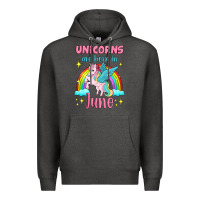 Charcoal Heather unicorns are born in june Premium Hoodie - Jasminsmagicworld