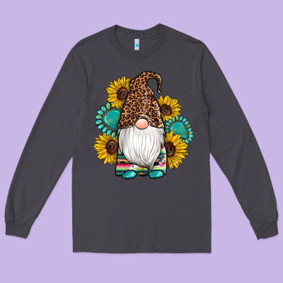 Western Gnomes Sunflowers Gemstones Leopard Serape Cowhide Glitter Long Sleeve Tee Designed By Artiststas