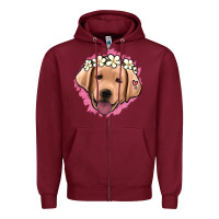 Burgundy jack russel floral kopyası Zipper Hoodie - Jasminsmagicworld