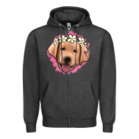 Charcoal Heather jack russel floral kopyası Zipper Hoodie - Jasminsmagicworld