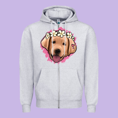 Jack Russel Floral Kopyası Zipper Hoodie Designed By Jasminsmagicworld