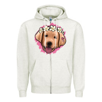 Oatmeal Heather jack russel floral kopyası Zipper Hoodie - Jasminsmagicworld