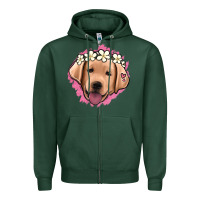 Sports Green jack russel floral kopyası Zipper Hoodie - Jasminsmagicworld