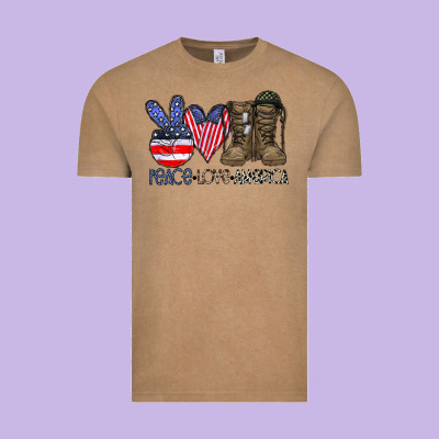 Peace Love America Vintage Tee Designed By Cowhidedigitalart