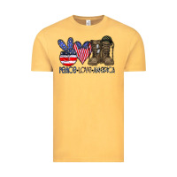 Vintage Mustard peace love america Vintage Tee - CowhideDigitalArt
