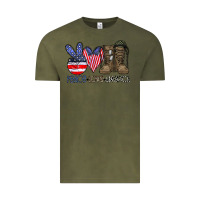 Vintage Olive peace love america Vintage Tee - CowhideDigitalArt