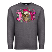 Charcoal Heather Pink Christmas Joy skeleton Premium Sweatshirt - NancyCooperArtShop