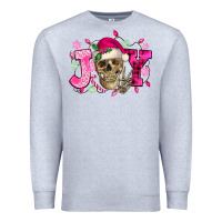 Heather Grey Pink Christmas Joy skeleton Premium Sweatshirt - NancyCooperArtShop