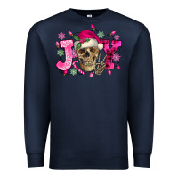 Navy Pink Christmas Joy skeleton Premium Sweatshirt - NancyCooperArtShop