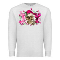 Oatmeal Heather Pink Christmas Joy skeleton Premium Sweatshirt - NancyCooperArtShop