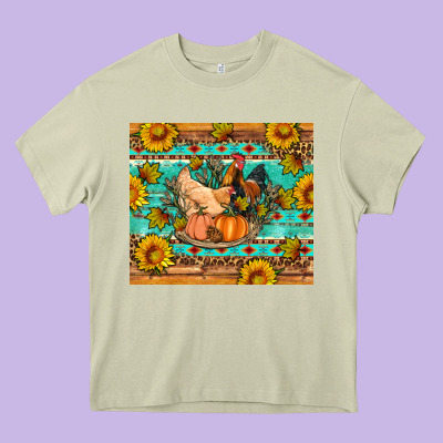 Fall Coop Animals Pumpkin Heavy Core Tee Designed By Artiststas