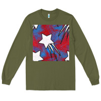 Army Green Glitter 4th Of July Seamless Pattern Long Sleeve Tee - BundleAndBundleShop