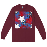 Burgundy Glitter 4th Of July Seamless Pattern Long Sleeve Tee - BundleAndBundleShop