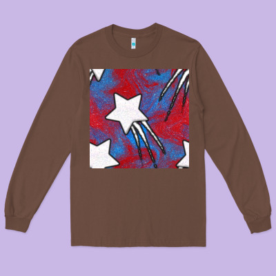 Glitter 4th Of July Seamless Pattern Long Sleeve Tee Designed By Bundleandbundleshop