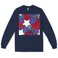 Navy Glitter 4th Of July Seamless Pattern Long Sleeve Tee - BundleAndBundleShop