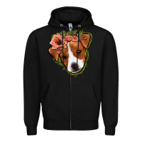 Black jack russel floral Zipper Hoodie - Jasminsmagicworld