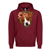 Burgundy jack russel floral Zipper Hoodie - Jasminsmagicworld