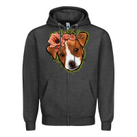 Charcoal Heather jack russel floral Zipper Hoodie - Jasminsmagicworld