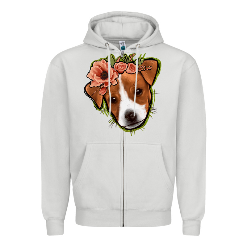 Jack Russel Floral Zipper Hoodie by Jasminsmagicworld | Teevron