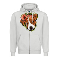 Dove Grey jack russel floral Zipper Hoodie - Jasminsmagicworld
