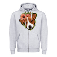 Heather Grey jack russel floral Zipper Hoodie - Jasminsmagicworld