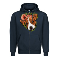 Navy jack russel floral Zipper Hoodie - Jasminsmagicworld