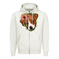 Oatmeal Heather jack russel floral Zipper Hoodie - Jasminsmagicworld