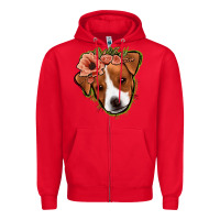 Red jack russel floral Zipper Hoodie - Jasminsmagicworld