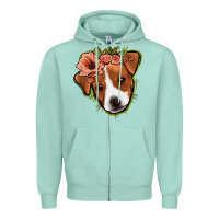 Seafoam jack russel floral Zipper Hoodie - Jasminsmagicworld