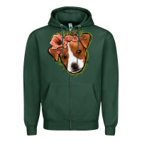 Sports Green jack russel floral Zipper Hoodie - Jasminsmagicworld