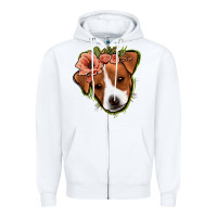 White jack russel floral Zipper Hoodie - Jasminsmagicworld