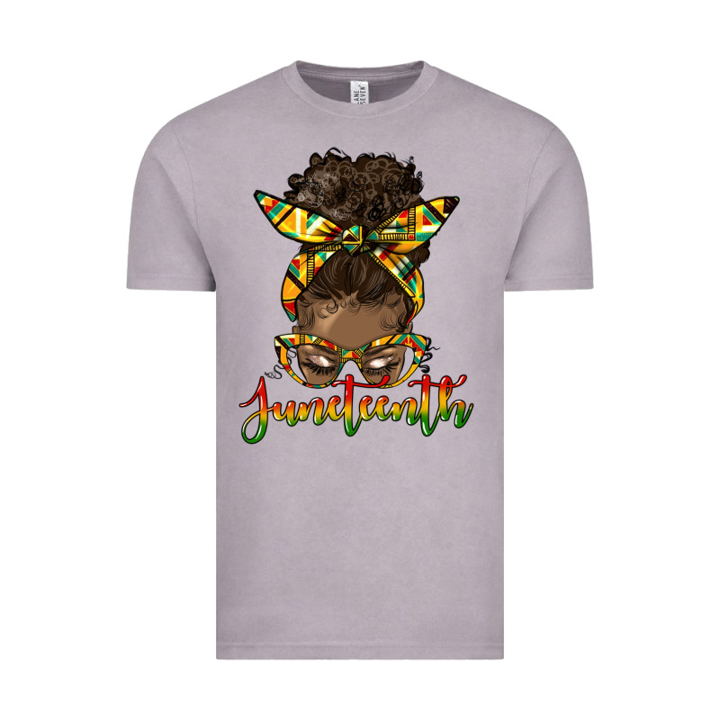 Juneteenth Black Woman Messy Bun Vintage Tee by HRA Design Shop | Teevron