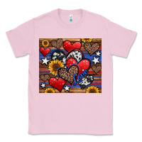Bubblegum Pink 4th of july american hearts Classic Tee - Jasminsmagicworld