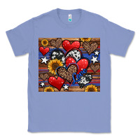 Colony Blue 4th of july american hearts Classic Tee - Jasminsmagicworld