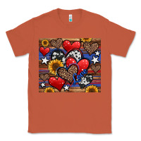 Copper 4th of july american hearts Classic Tee - Jasminsmagicworld