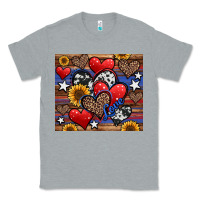 Heather Grey 4th of july american hearts Classic Tee - Jasminsmagicworld