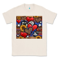 Natural 4th of july american hearts Classic Tee - Jasminsmagicworld