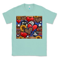 Seafoam 4th of july american hearts Classic Tee - Jasminsmagicworld