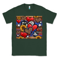 Sports Green 4th of july american hearts Classic Tee - Jasminsmagicworld
