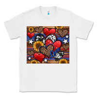 White 4th of july american hearts Classic Tee - Jasminsmagicworld