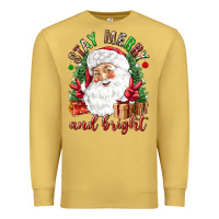 Antique Gold Stay Merry and bright Christmas with santa Premium Sweatshirt - NancyCooperArtShop