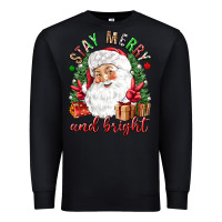Black Stay Merry and bright Christmas with santa Premium Sweatshirt - NancyCooperArtShop