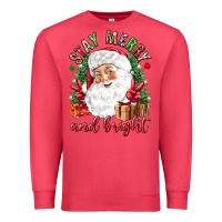 Cardinal Stay Merry and bright Christmas with santa Premium Sweatshirt - NancyCooperArtShop