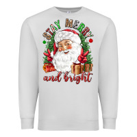 Dove Grey Stay Merry and bright Christmas with santa Premium Sweatshirt - NancyCooperArtShop